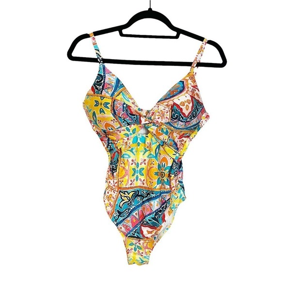 La Blanca Standard Twist Keyhole One Piece Swimsuit Multicolor Womens Size 6 NWT - Picture 4 of 10